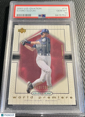 2001 Ichiro Suzuki PSA 10 UD Ovation Rookie Card #76 Mariners Gem Mint 1370/2000