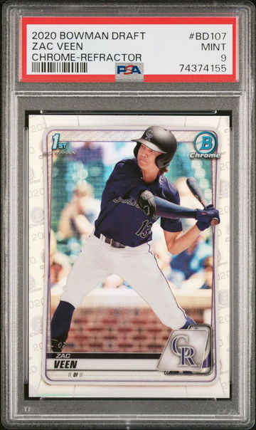 2020 Bowman Draft Zac Veen #BD107 CHROME-REFRACTOR PSA 9