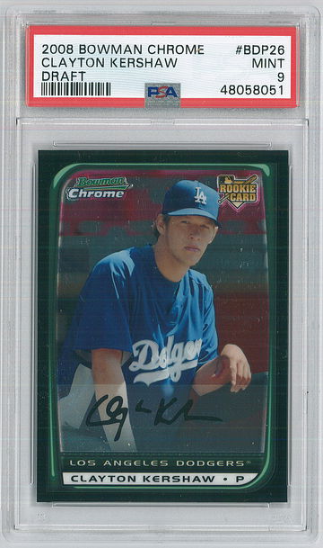 2008 Bowman Chrome Clayton Kershaw Rookie Card #BDP26 PSA9 Dodgers