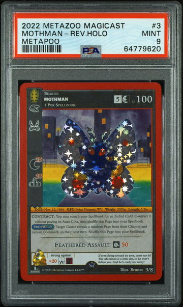 🦋🧨2022 Metazoo Magicast Metapoo #3 MOTHMAN-RH | PSA 9 | 🚨🌲LOW PRINT RUN📈👻