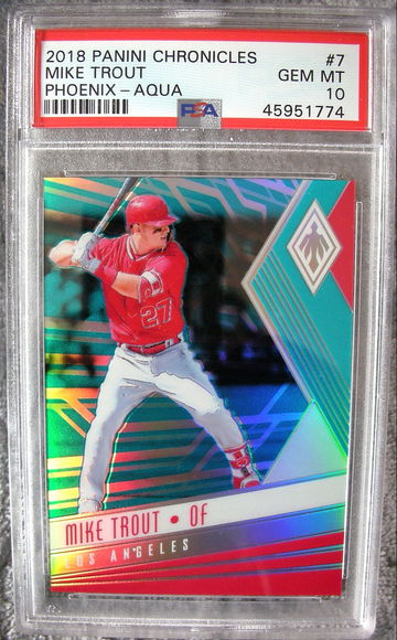 Mike Trout 2018 Panini Chronicles #7 Phoenix Aqua /299 PSA 10