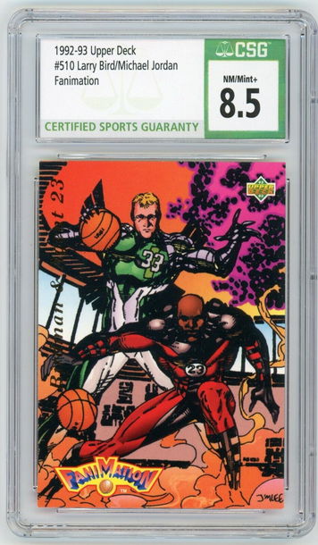 MICHAEL JORDAN & Larry Bird 1992-93 Upper Deck Fanimation #510 CSG 8.5