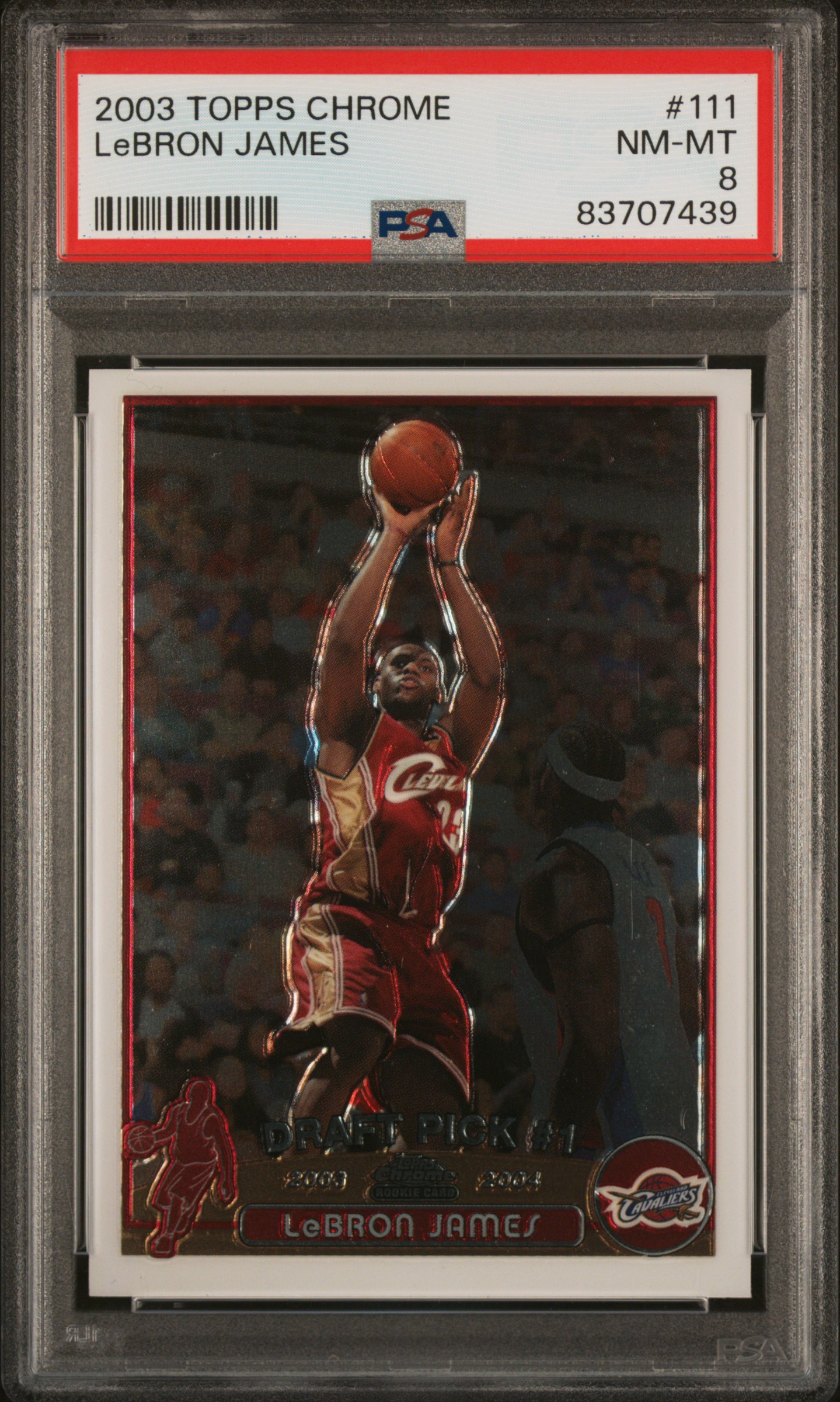 PSA 8 2003 Topps Chrome LeBron James Rookie RC #111