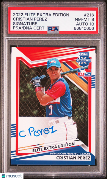 2022 Panini Elite Extra Edition Cristian Perez #216 Signature AU PSA 8 Auto 10