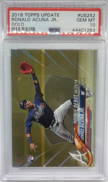 Ronald Acuna 2018 Topps Update RC Debut Gold /2018 PSA 10