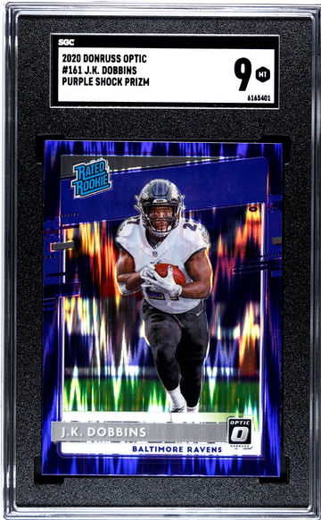 2020 Panini Donruss Optic Rated Rookie J.K. JK Dobbins Purple Shock Prizm SGC 9 #161