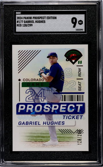 2024 Panini Prospect Edition #177 Gabriel Hughes Red /299 SGC 9