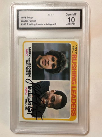 1978 TOPPS WALTER PAYTON,#333 Rushing LDR Autographed GMT-10