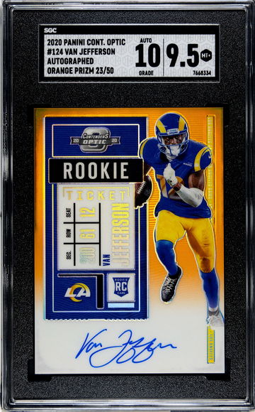 2020 Panini Contenders Optic #124 Van Jefferson On-Card Auto Orange Prizm 23/50 SGC 9.5/10  POP 1!