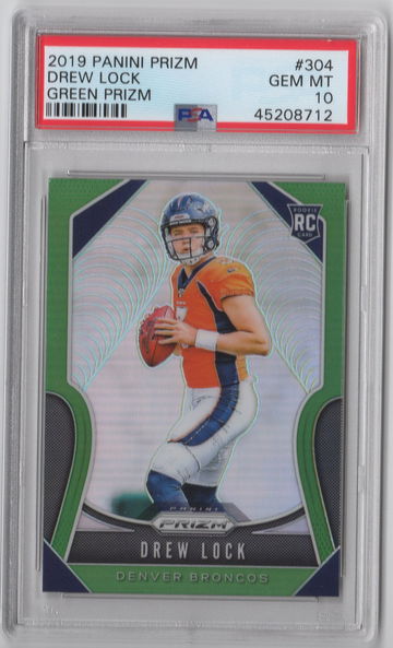 2019 Prizm Drew Lock Green Prizm PSA 10
