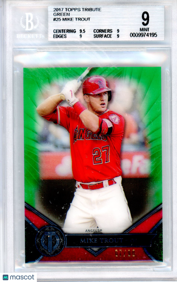 2017 Topps Tribute Green Mike Trout #25 BGS 9