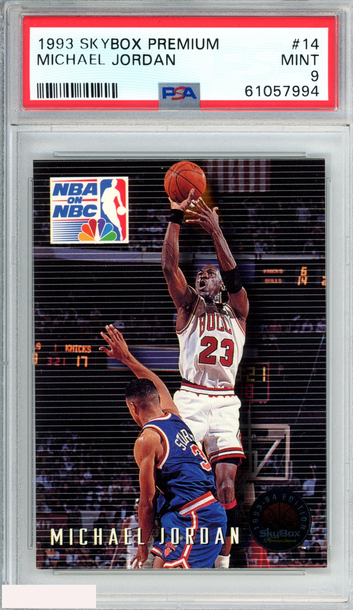 1993 SKYBOX PREMIUM MICHAEL JORDAN #14 NBA ON NBC BULLS HOF PSA 9 MINT