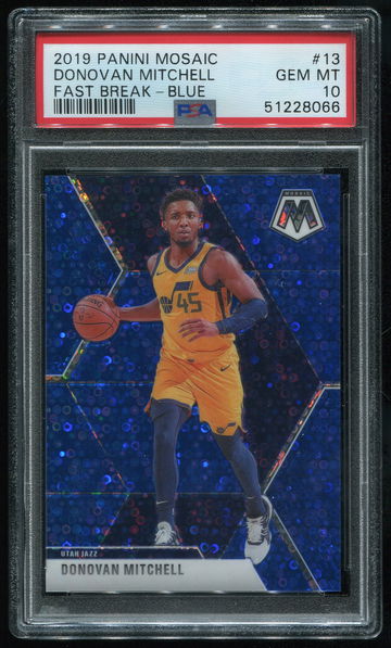 2019 Panini Mosaic Donovan Mitchell Fast Break Blue PSA 10