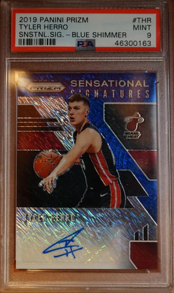 2019 Panini Prizm Tyler Herro Blue Shimmer Sensational Signatures Auto PSA 9