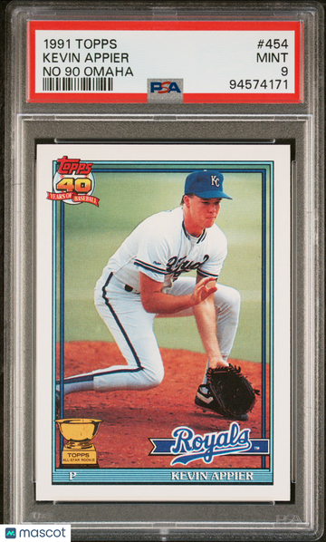 1991 Topps Kevin Appier #454 No 90 Omaha PSA 9