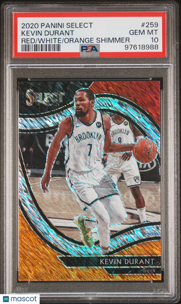 2020 Panini Select Kevin Durant #259 Red/White/Orange Shimmer PSA 10