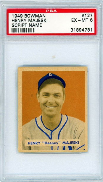 1949 Bowman Henry Majeski Script Name #127 PSA 6 P1310