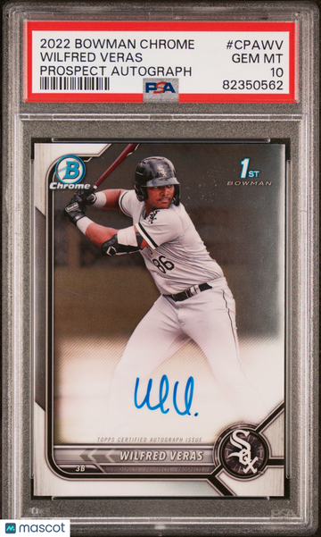 2022 Bowman Chrome Prospect Autographs Wilfred Veras #CPAWV PSA 10