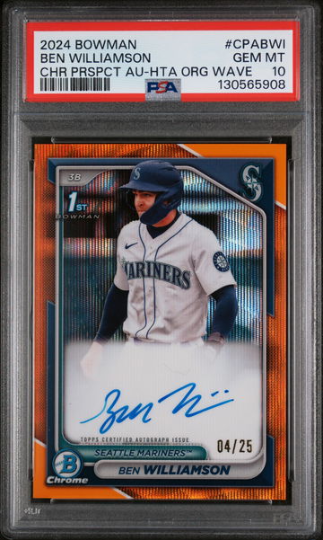 2024 Bowman Chrome Prospect Autographs Chr Prspct Au-Hta Org Wave Ben Williamson #CPABWI /25 PSA 10