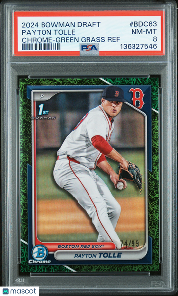 2024 Bowman Draft Payton Tolle #BDC63 Chrome Green Grass Ref /99 PSA 8