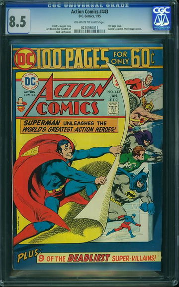 ACTION COMICS #443, CGC 8.5 VF+