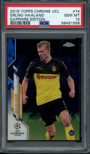 2019 Topps Chrome UCL Sapphire Haaland PSA 10