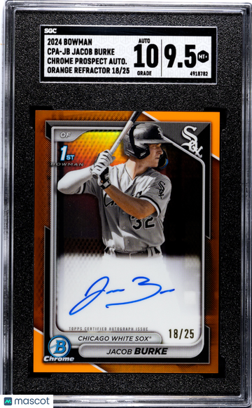 2024 Bowman Jacob Burke #CPA-JB Cpa Orange Refractor SGC 9.5 Auto 10