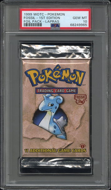 1999 Pokémon Fossil 1st Edition Lapras Booster Pack PSA 10