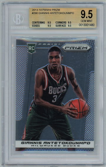 2013-14 Giannis Antetokounmpo Panini Prizm True Gem Mint BGS Quad 9.5