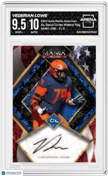 2022 Automania American Vederian Lowe #AMA-D98 Donut Circles Modern Flag /5 Arena Club 9.5 Auto 10
