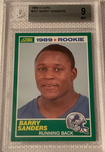 Barry Sanders 1989 Score #257 Rookie Card BGS 9. 9 Centering. HOF'er 