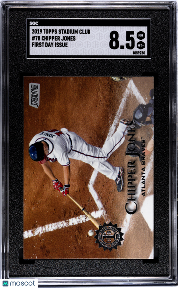 2019 Topps Stadium Club Chipper Jones #78 First Day Issue SGC 8.5