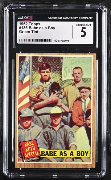 1962 TOPPS BABE AS A BOY GREEN TINT #135 CGC 5 BS.A1.04