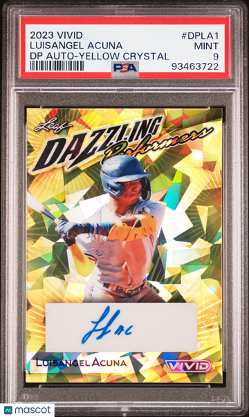 2023 Leaf Vivid Dazzling Performers Autographs Luisangel Acuna #DPLA1 DP Yellow Crystal PSA 9