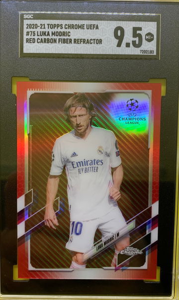 2020 Topps Chrome UEFA Red Carbon Fiber Refractor Luka Modric - SGC 9.5 Mint