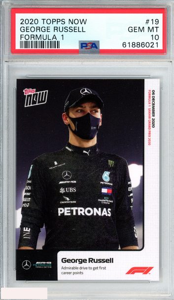 2020 TOPPS NOW FORMULA 1 GEORGE RUSSELL #19 ROOKIE RC PSA 10 GEM MT