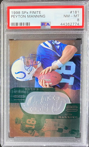 1998 PEYTON MANNING SPx FINITE ROOKIE SP #181  RC #’d 1291 / 1998 PSA 8 NM-MT