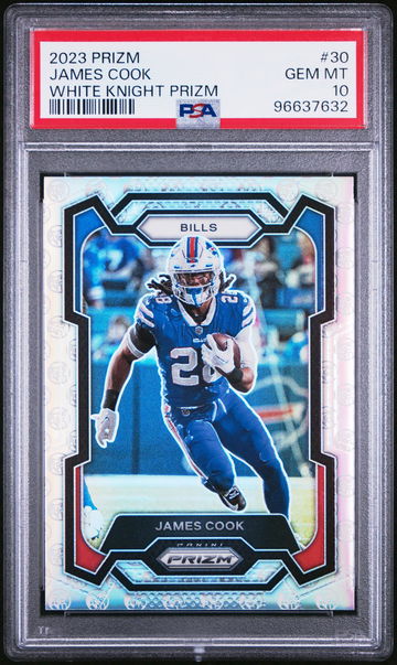 2023 Panini Prizm White Knight Prizm James Cook #30 /3 PSA 10