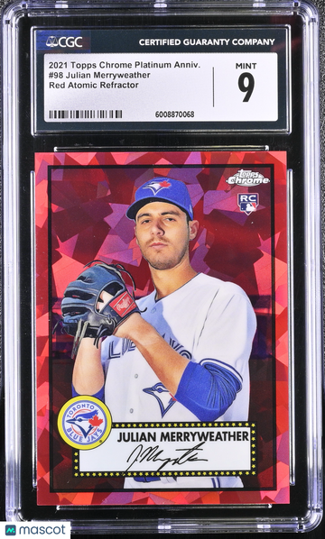 2021 Topps Chrome Platinum Anniv. Julian Merryweather #98 Red Atomic Refractor /100 CGC 9