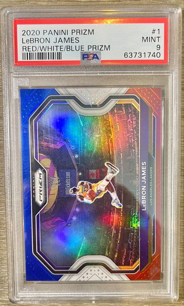 2020 Panini Prizm Lebron James RED/WHITE/BLUE PRIZM #1 PSA  MINT 9
