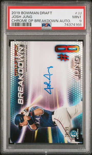 2019 BOWMAN DRAFT AUTO JOSH JUNG DP BREAKDOWN PSA 9