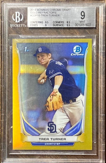 2014 Bowman Chrome Trea Turner Gold Refractor 20/50 BGS 9