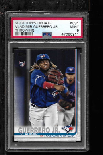 2019 TOPPS UPDATE VLADIMIR GUERRERO JR THROWING PSA 9