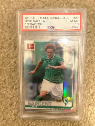 2019 Topps Chrome Bundeliga Josh Sargent Refractor PSA 10