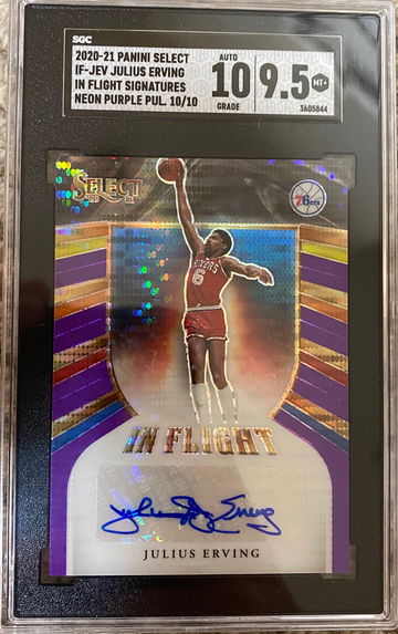 2021 Panini Select Julius Erving neon Purple In-Flight Signatures SGC 10/9.5