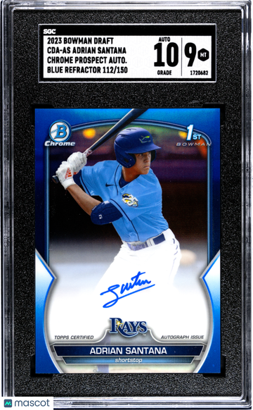 2023 Bowman Draft Adrian Santana #CDA-AS CHR. Pros. Autograph Blue Refractor SGC 9 Auto 10