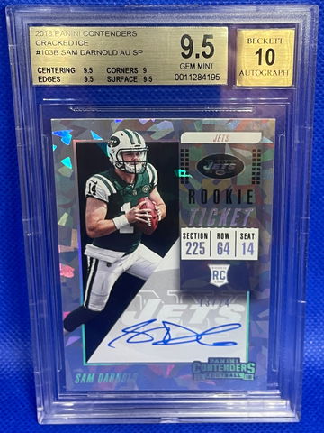 Sam Darnold 2018 Panini Contenders Cracked Ice On Card Rookie Auto SP /24 BGS 9.5/10 GEM MINT