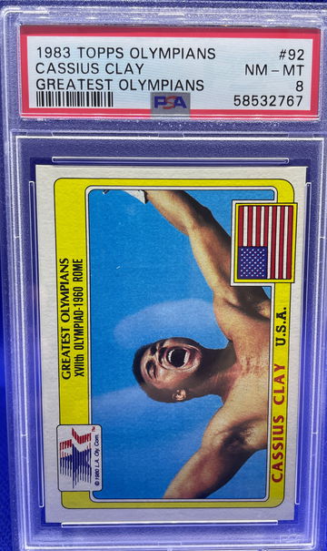 1983 TOPPS GREATEST OLYMPIANS #92 CASSIUS CLAY PSA 8 NM-MT MUHAMMAD ALI LOW POP