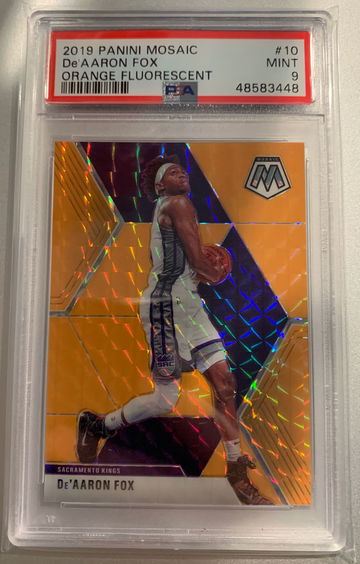 De'Aaron Fox 2019 Mosaic Orange Fluorescent /25 PSA 9