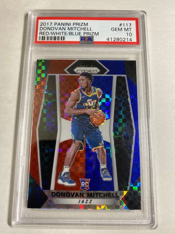 2017 PRIZM DONOVAN MITCHELL PSA 10 RED WHITE BLUE 117